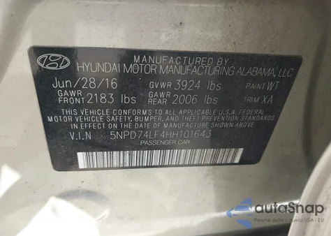 2017 Hyundai Elantra Se из США, поврежденный, VIN 5NPD74LF4HH101643